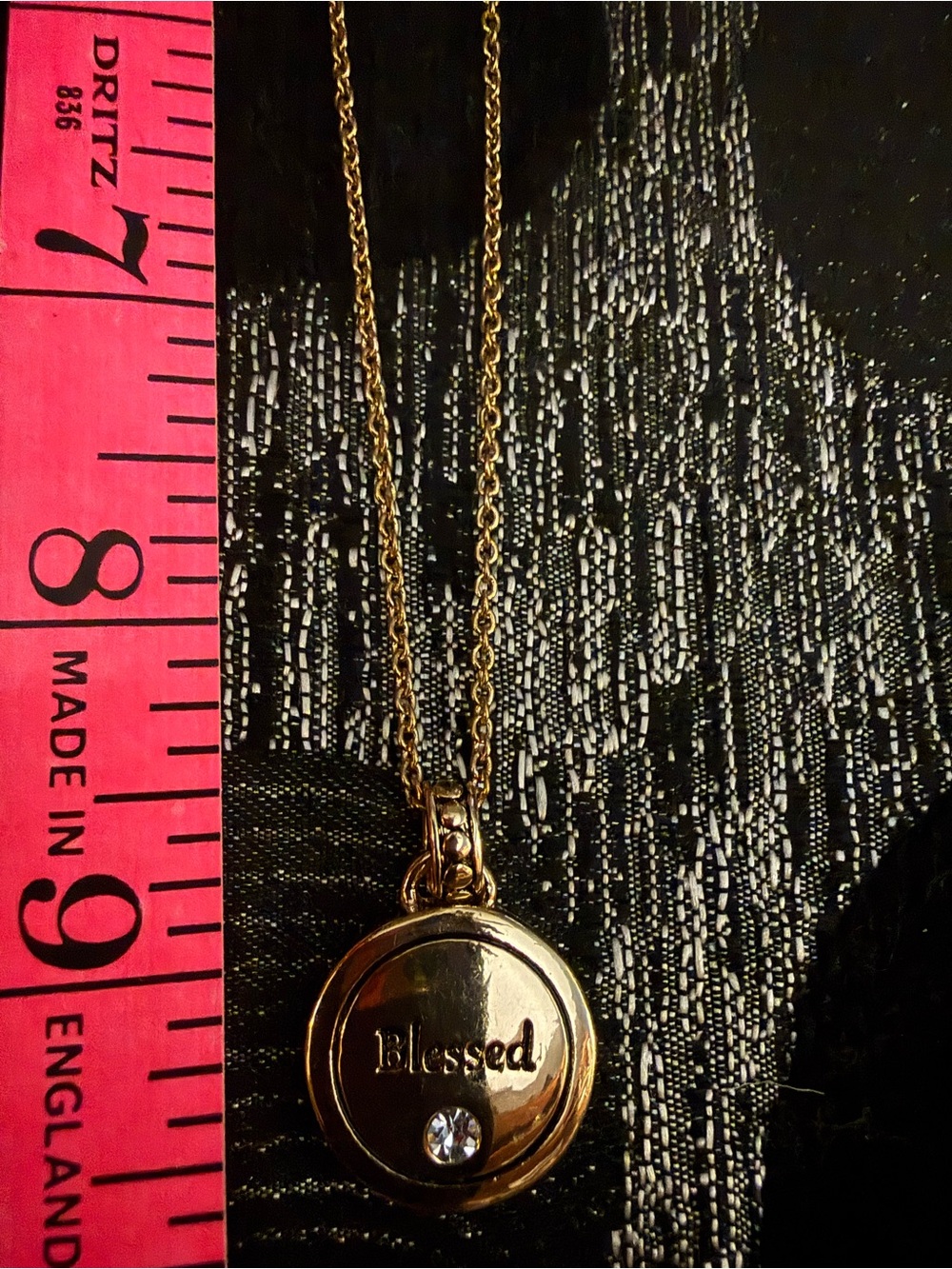 Kim Rogers Gold 'Blessed' Pendant Necklace with Clear Crystal